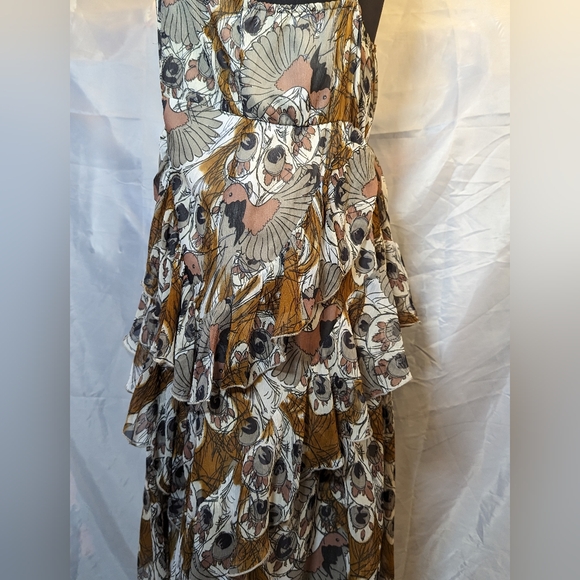 Vero Moda Brown and grey abstract Peacock polyester chiffon dress - Picture 3 of 8